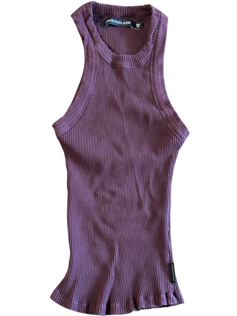 Calvin Klein Jeans Slim Ribbed Tank Top in Plum Purple s